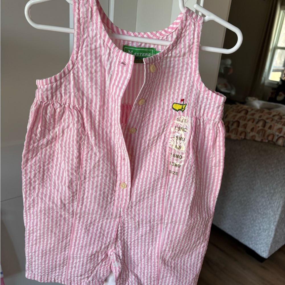 Masters Collection Pink Striped Romper